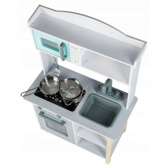 Bucatarie copii din lemn Ecotoys cu accesorii - Gri