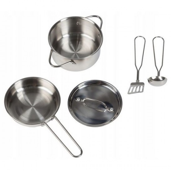 Bucatarie copii din lemn Ecotoys cu accesorii aluminiu