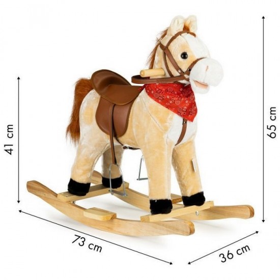 Calut balansoar cu sunete si coada in miscare Ecotoys XL-106 - Bej