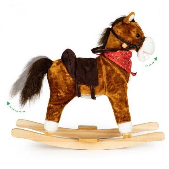 Calut balansoar cu sunete si coada in miscare Ecotoys XL-106 - Maro