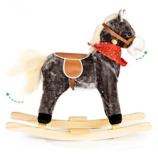 Calut balansoar cu sunete si coada in miscare Ecotoys XL-106 - Gri
