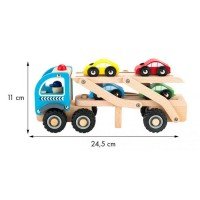 Camion trailer cu 4 masini din lemn Ecotoys TL26046