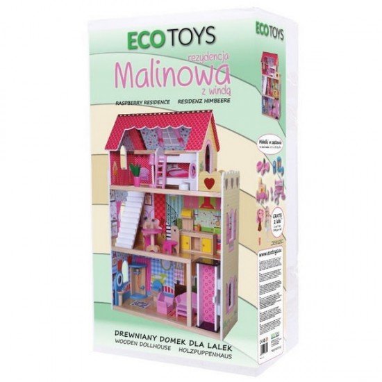 Casuta papusi Zmeurica cu 2 papusi si lift Ecotoys