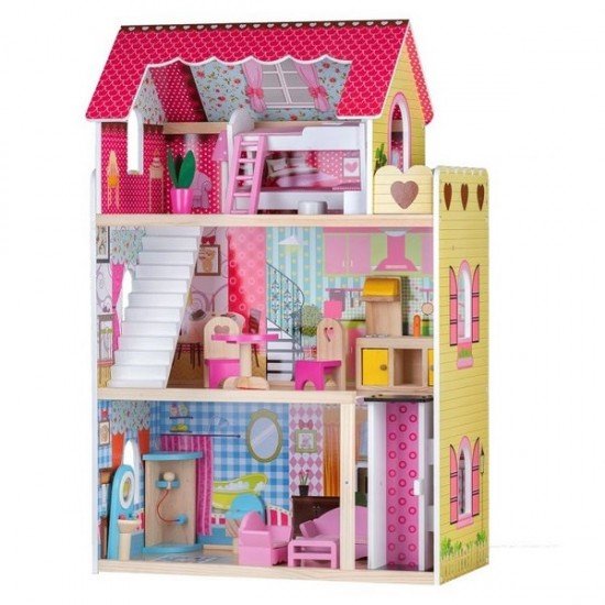 Casuta papusi Zmeurica cu 2 papusi si lift Ecotoys