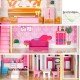 Casuta de papusi din lemn cu lift si mobilier Ecotoys W08125
