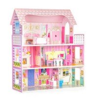 Casuta de papusi din lemn cu mobilier Ecotoys