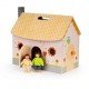 Casuta de papusi din lemn cu mobilier si deschidere Ecotoys