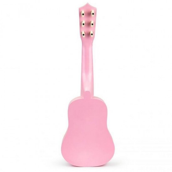 Chitara din lemn pentru copii cu corzi metalice Ecotoys Pink