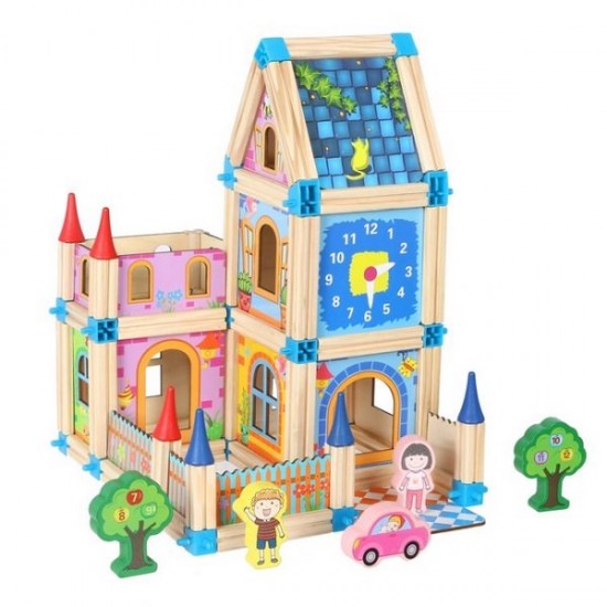 Set constructie din lemn Castel Ecotoys