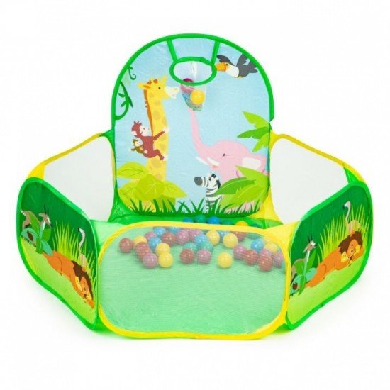 Cort de joaca Jungla cu 50 de bile multicolore Ecotoys