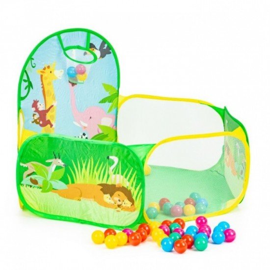 Cort de joaca Jungla cu 50 de bile multicolore Ecotoys