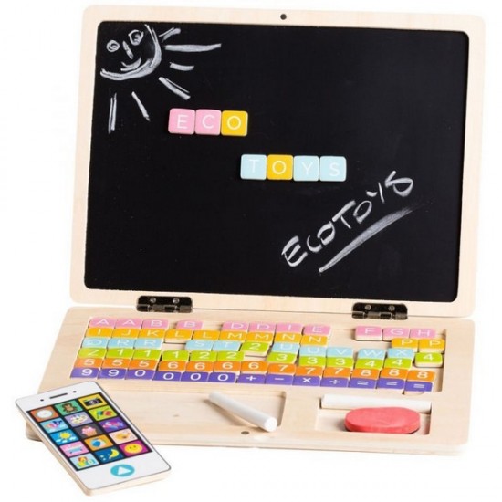 Laptop educational din lemn Ecotoys