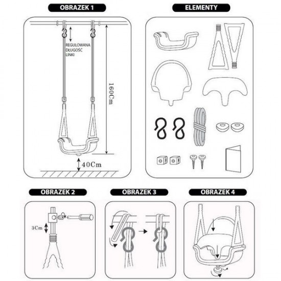 Leagan convertibil 3 în 1 Ecotoys - Albastru cu Rosu