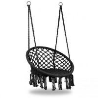 Leagan suspendat pentru interior/exterior, cu spatar, cuib de barza, negru, GW-076