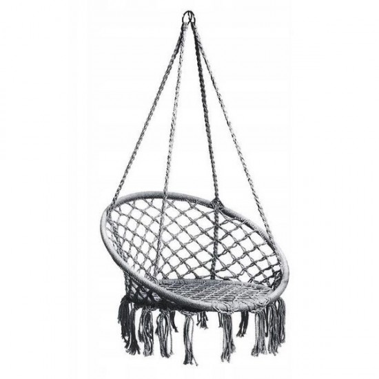 Leagan suspendat pentru interior/exterior, cu spatar, cuib de barza, gri, GW-076