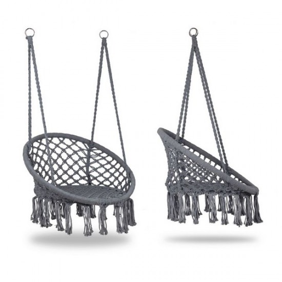 Leagan suspendat pentru interior/exterior, cu spatar, cuib de barza, gri, GW-076
