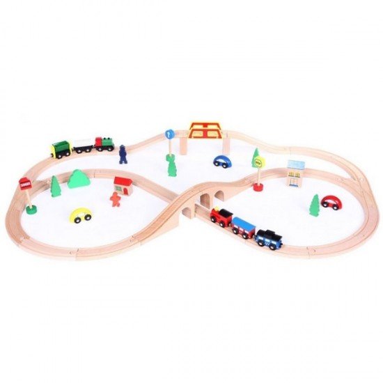 Set trenulet lemn 49 piese Ecotoys