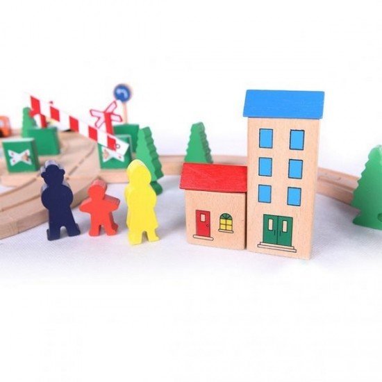 Set trenulet lemn 75 piese Ecotoys