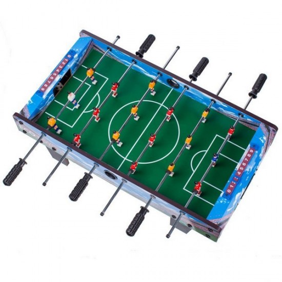 Masa de fotbal din lemn Ecotoys 70 x 36 x 24 cm - Albastru