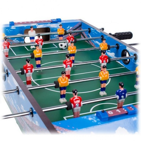 Masa de fotbal din lemn Ecotoys 70 x 36 x 24 cm - Albastru