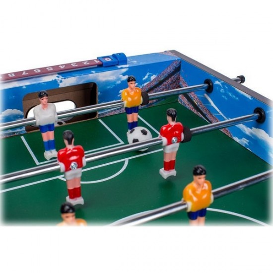 Masa de fotbal din lemn Ecotoys 70 x 36 x 24 cm - Albastru