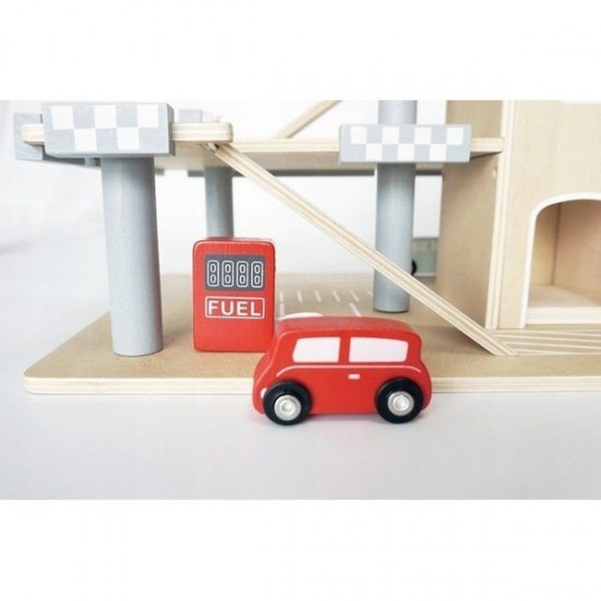 Parcare din lemn cu etaje, lift si masinute Ecotoys