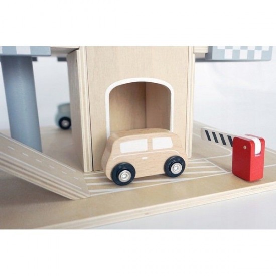 Parcare din lemn cu etaje, lift si masinute Ecotoys