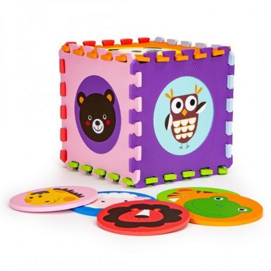 Covoras educational pentru joaca puzzle cu animale