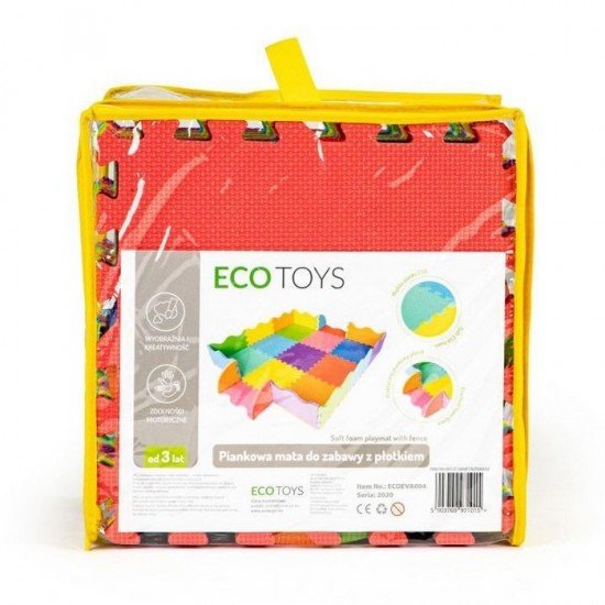 Covoras pentru joaca puzzle cu pereti Ecotoys
