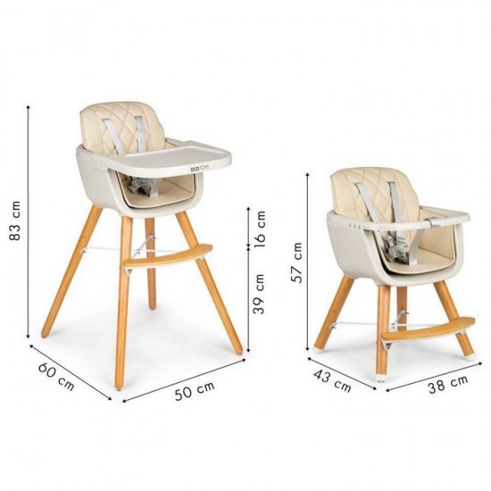 Scaun de masa 2 in 1 Ecotoys C-220 - Bej