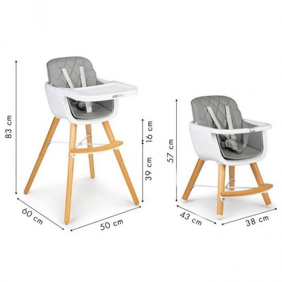 Scaun de masa 2 in 1 Ecotoys C-220 - Gri
