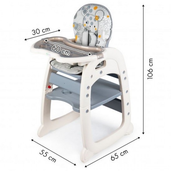 Scaun de masa reglabil 2 in 1 Ecotoys Iepuras – Gri