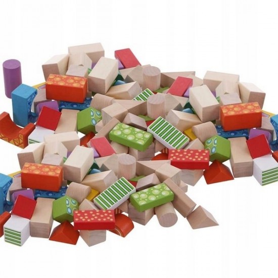 Set 50 de cuburi din lemn Ecotoys