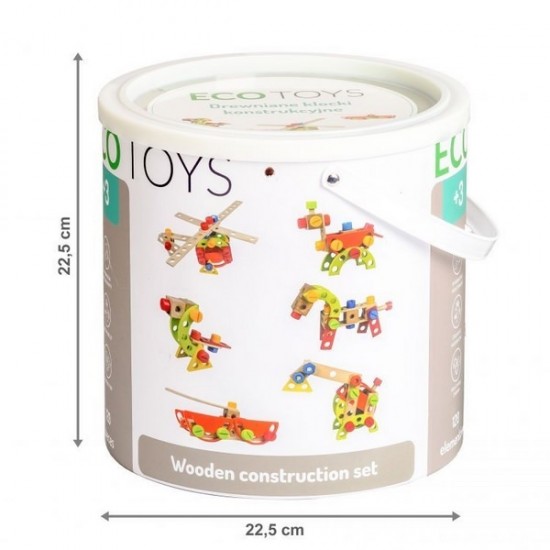 Set blocuri de construit din lemn 120 piese