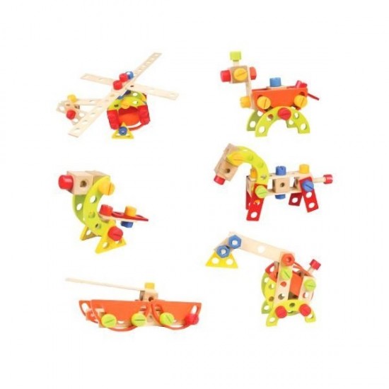 Set blocuri de construit din lemn 120 piese