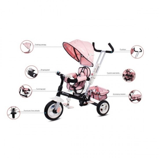 Tricicleta cu sezut reversibil Sun Baby 002 Super Trike Plus Pink
