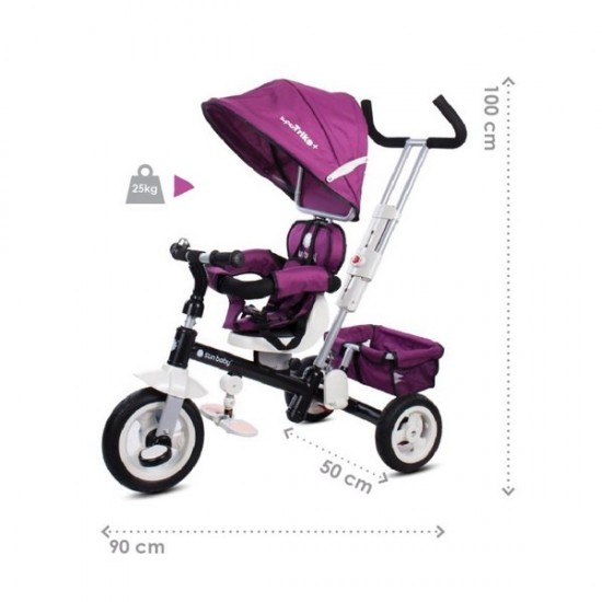 Tricicleta cu sezut reversibil Sun Baby 002 Super Trike Plus Burgundy