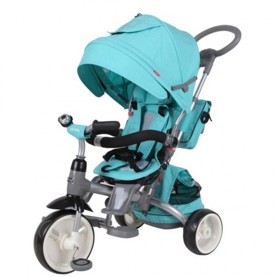 Tricicleta cu sezut reversibil Sun Baby 007 Little Tiger - Melange Turquoise