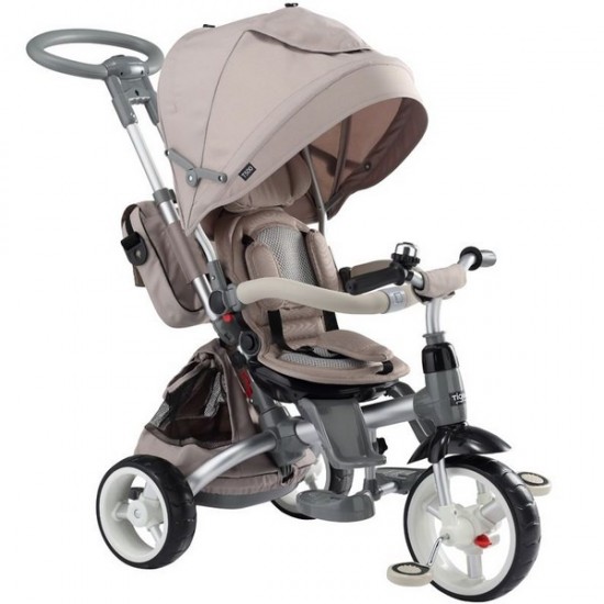 Tricicleta cu sezut reversibil Sun Baby 007 Little Tiger - Beige