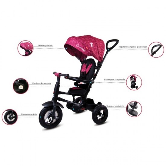 Tricicleta pliabila cu roti gonflabile Sun Baby 014 Qplay Rito - Purple Unicorn