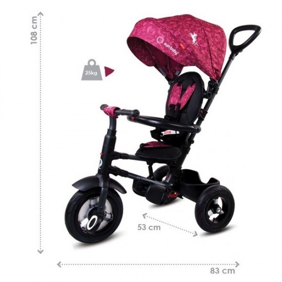 Tricicleta pliabila cu roti gonflabile Sun Baby 014 Qplay Rito - Purple Unicorn