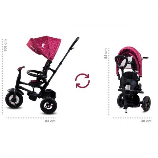 Tricicleta pliabila cu roti gonflabile Sun Baby 014 Qplay Rito - Purple Unicorn