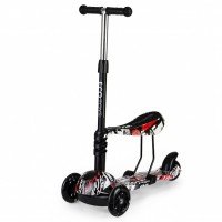 Trotineta cu sezut si 3 roti cu LED Ecotoys BW-203 - Negru