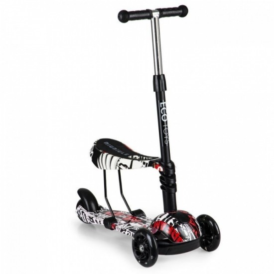 Trotineta cu sezut si 3 roti cu LED Ecotoys BW-203 - Negru
