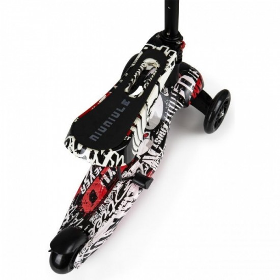 Trotineta cu sezut si 3 roti cu LED Ecotoys BW-203 - Negru