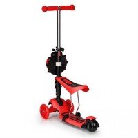 Trotineta cu sezut si 3 roti cu LED Ecotoys YM-SC-6 - Rosu