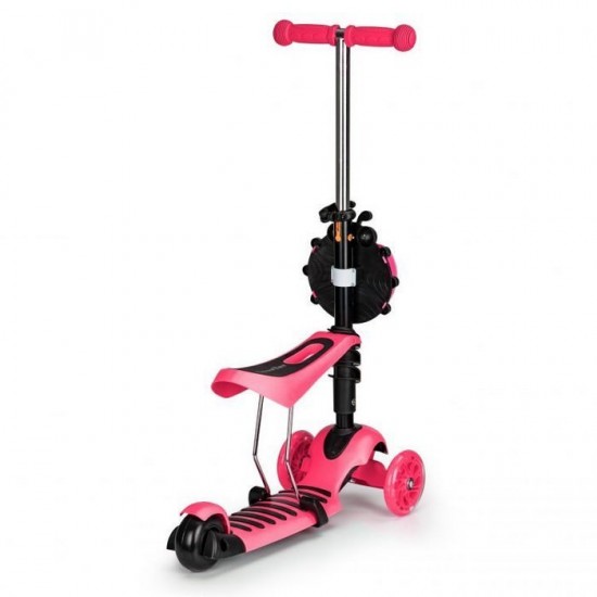 Trotineta cu sezut si 3 roti cu LED Ecotoys YM-SC-6 - Roz