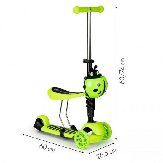 Trotineta cu sezut si 3 roti cu LED Ecotoys YM-SC-6 - Verde