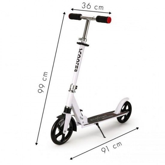 Trotineta urbana Ecotoys cu cadru usor din aluminiu - Alb