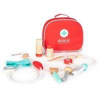 Trusa de doctor din lemn Ecotoys cu 10 piese